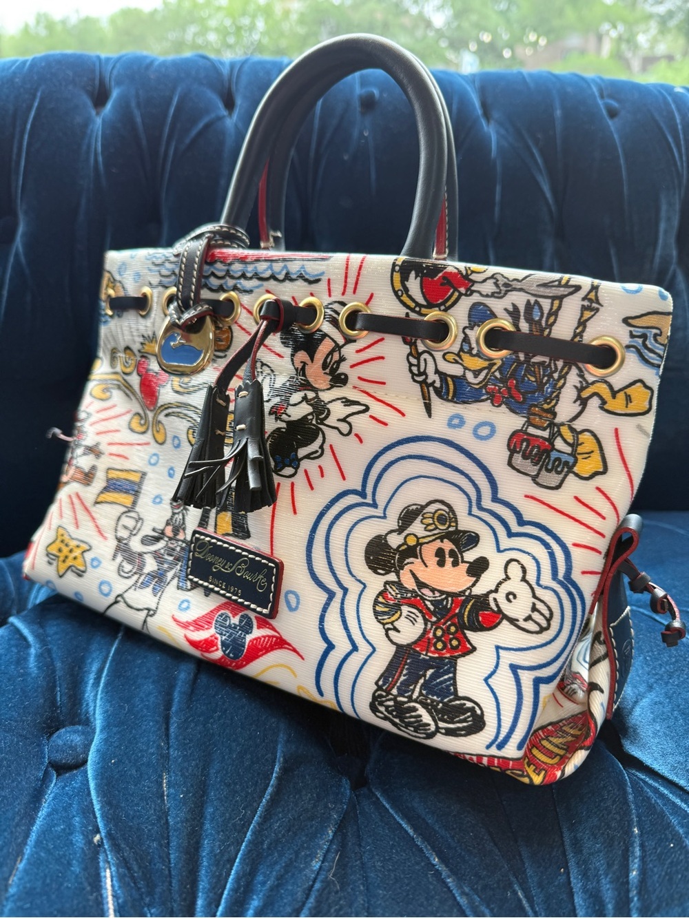 Dooney & Bourke | White Disney Mickey Mouse Printed Satchel Cruise Line - Picture 6 of 11